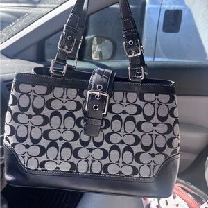 Coach Black and Gray Signature Tote Bag